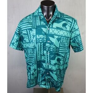 San Jose Sharks Southwest Hawaiian Button Up Shirt Size M Fits L Teal Together